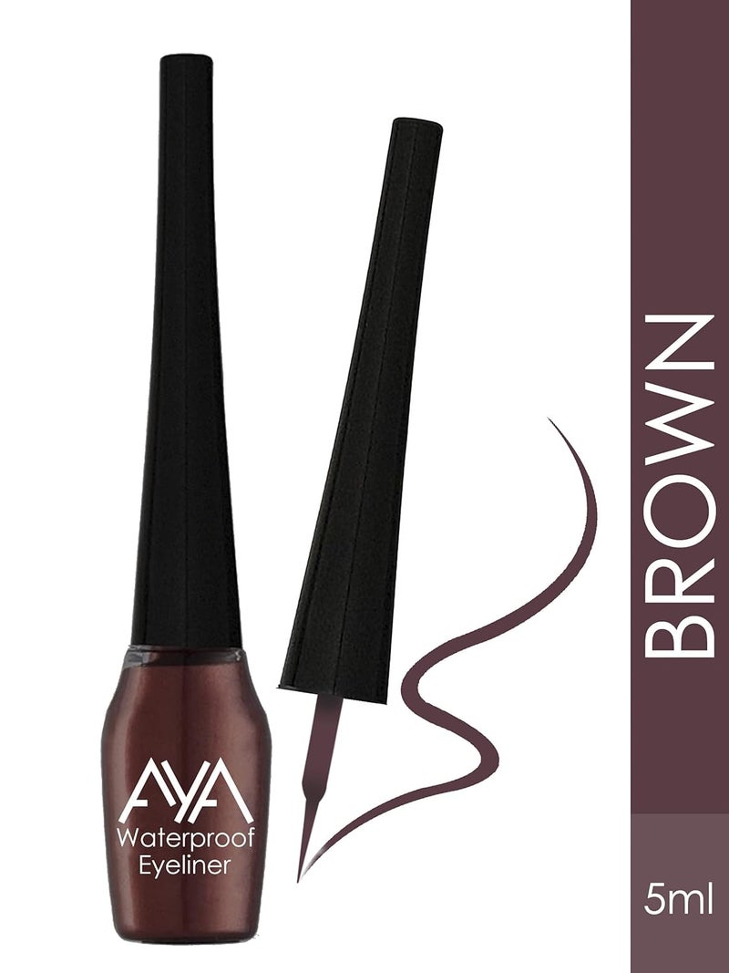 AYA  Waterproof Eyeliner Quick Drying Smudge proof Long Lasting  Waterproof Liquid Color Eyeliner for Eye Makeup Brown 5 ML - Image 5