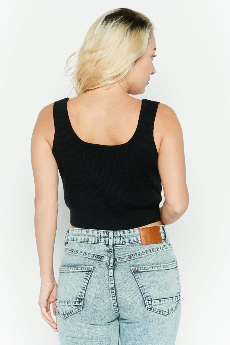 Accessorize بلوزة نسائية بدون أكمام بتصميم دائري، سوداء - Image 4