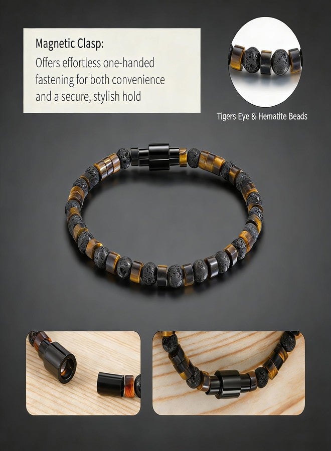 TRUMIUM Beaded Bracelets for Men Women Natural Hematite 6mm Tiger Eyes Mens Bracelet Gemstone Jewelry for Him 8.3 Inch Length - Image 3