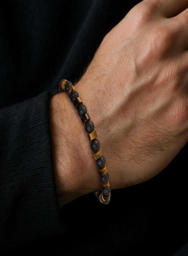 TRUMIUM Beaded Bracelets for Men Women Natural Hematite 6mm Tiger Eyes Mens Bracelet Gemstone Jewelry for Him 8.3 Inch Length - Image 5