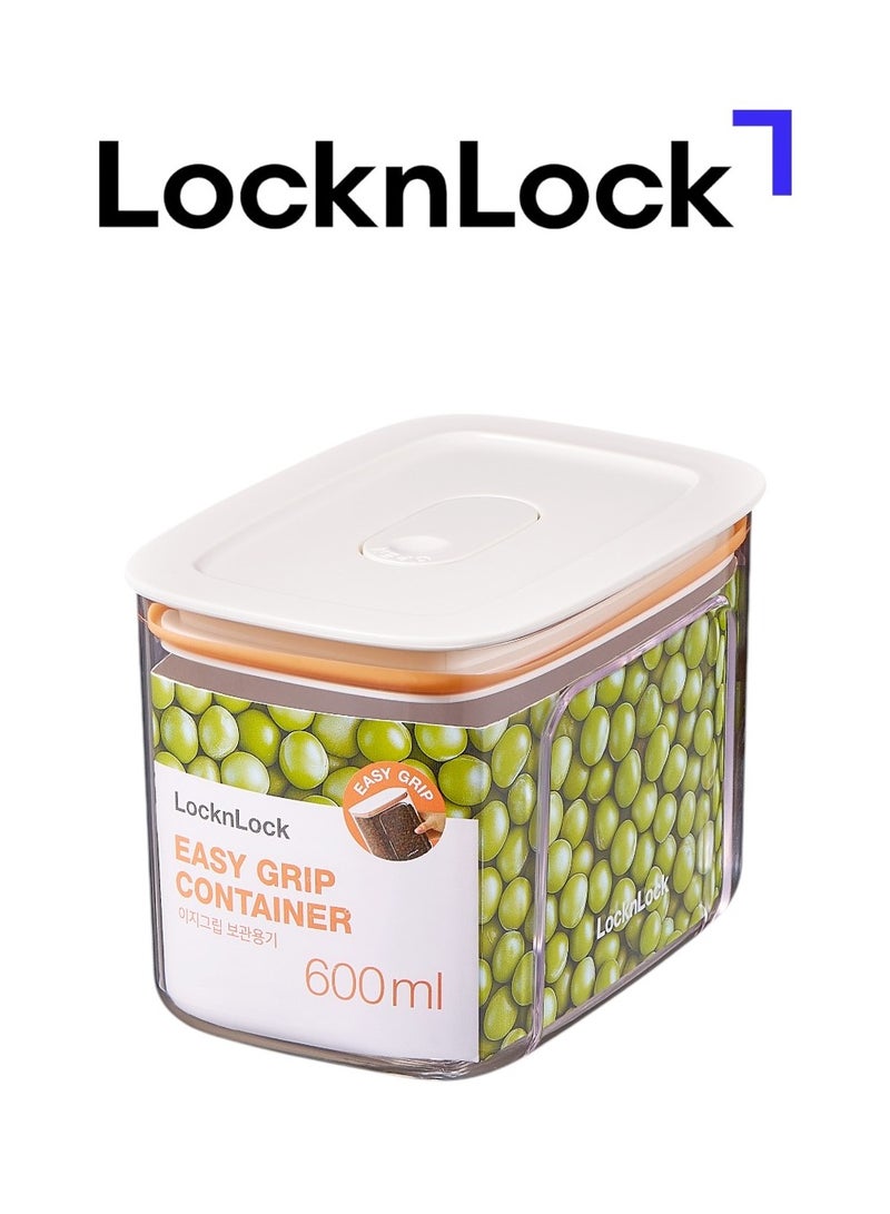 LocknLock Easy Grip Canister Rectangle 600ml – One-Touch Lid, Transparent, Easy to Hold, Dishwasher Safe - Image 1