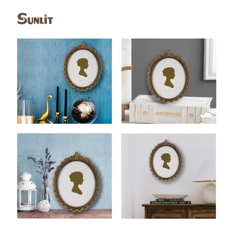 Sunlit Vintage Picture Frame 8x10 Inch  Oval Antique Photo Frames with Glass Front  Luxury Photo Display  Tabletop Wall Hanging  Gift Ideas  Gold and Black - Image 4