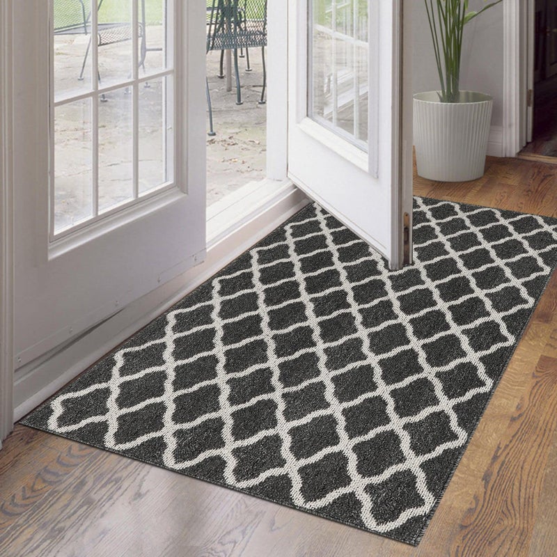 SHACOS Large Door Mats 36"x59" Indoor Washable Rug Non Slip Water Absorbent Entryway Rug Doormat Foyer Floor Mat for Home Garage Kitchen, Black - Image 1