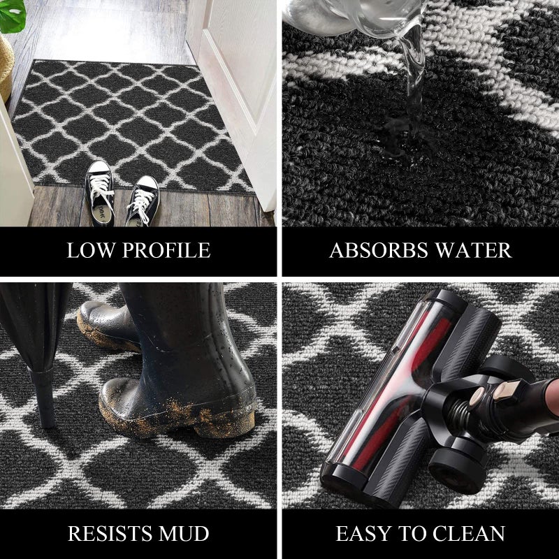 SHACOS Large Door Mats 36"x59" Indoor Washable Rug Non Slip Water Absorbent Entryway Rug Doormat Foyer Floor Mat for Home Garage Kitchen, Black - Image 4