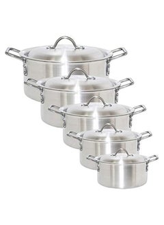 ARTC 5 Pieces Aluminum Cooking Pot Cookware Set With Handles Silver 20cm 22cm 24cm 26cm 28cm  - Image 2