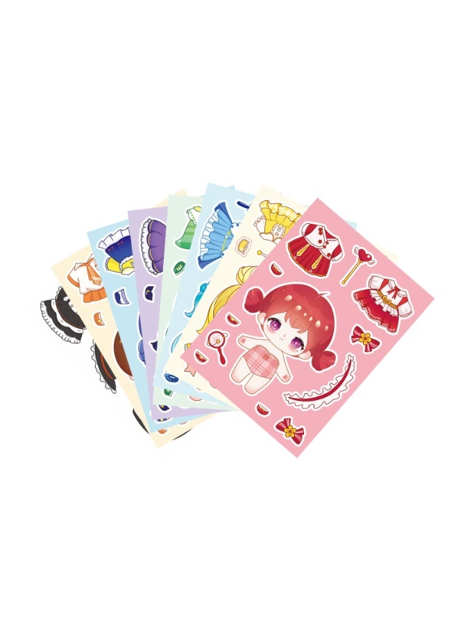 VTERLY 8 - Pack Cute Cartoon Stickers Set, DIY Dress - up Doll Stickers for Kids Crafts, Scrapbooking, Journaling & Decorations - Image 5