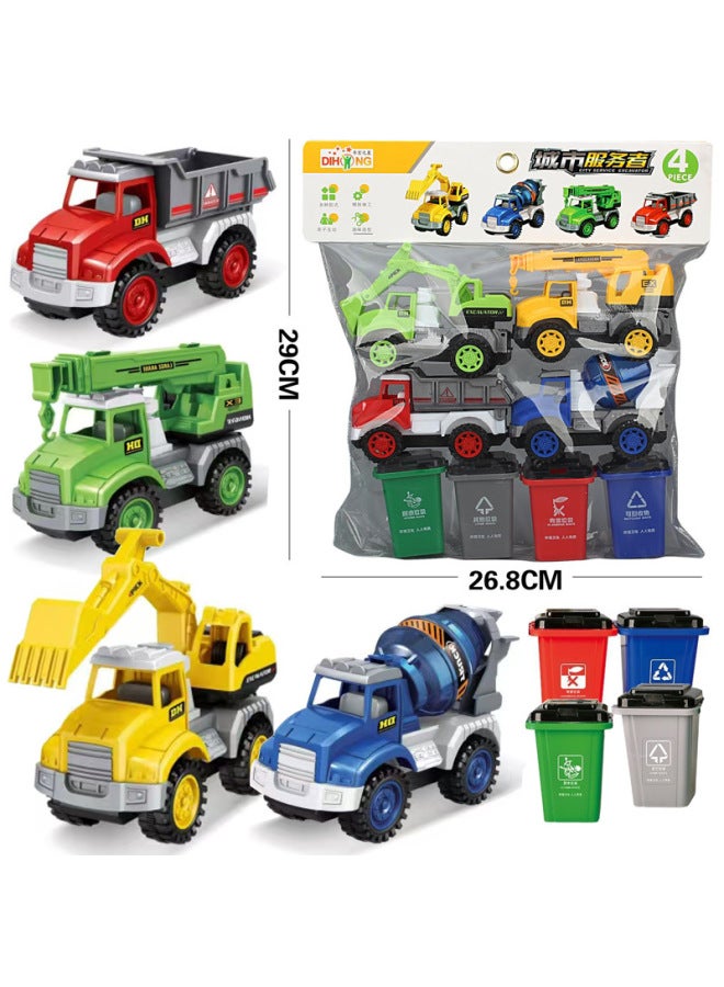 Children's Simulation Back Sliding Fire Truck Passenger Airport Tools Ladder Truck Sprinkler New Year's Day Toy Suit Wholesale