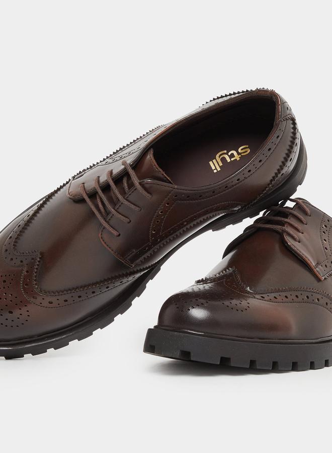 Styli Styli Plain Wingtip Lace-Up Brogue Shoes  - Image 3