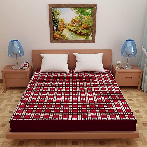 Lithara Water Proof Terry Cloth Printed Mattress Protector 78x48 Inch for Single Bed | Water Resistant Fitted Mattress Cover (Maroon_Pack of 1) - Image 2