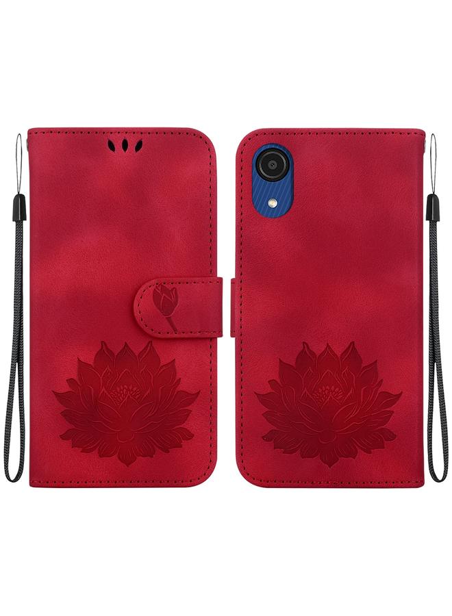 Zaboon For Samsung Galaxy A03 Core Lotus Embossed Leather Phone Case(Red) 