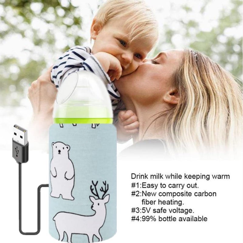 Hilitand Portable Bottle Keep Warm, USB Travel Milk Heat Keeper, Baby Bottle Keep Warmer for Car Tavel, Storage Cover Insulation Thermostat(Bear) - Image 4