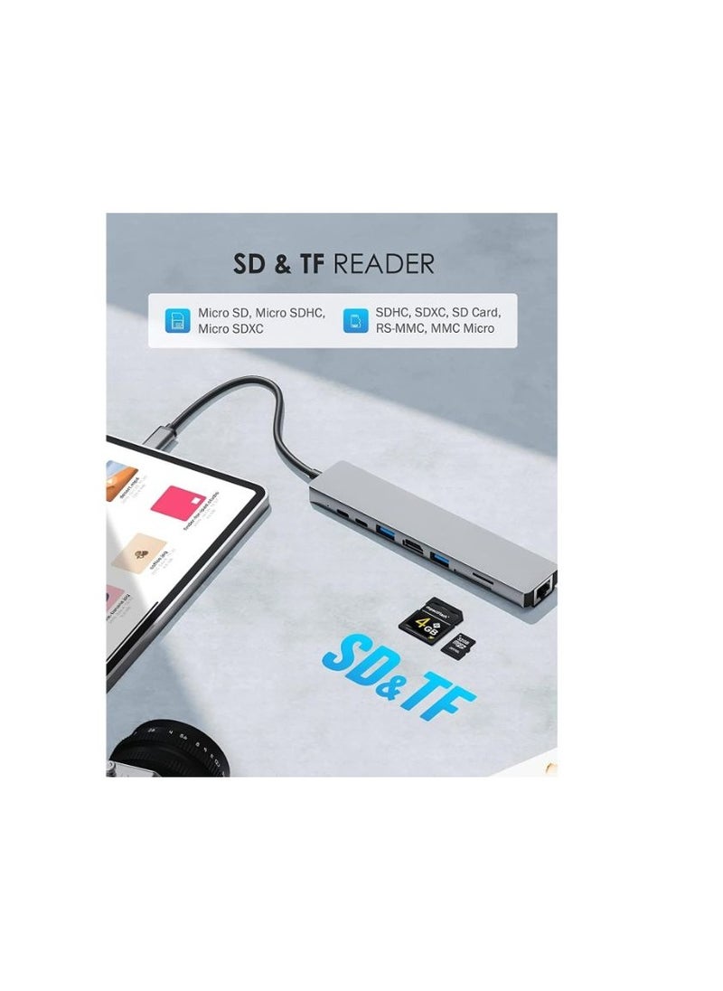 Zero USB C Hub adapter  8 in 1 USB C Dongle with 4K@60Hz HDMI, RJ45 Ethernet, 100W PD, SD/TF Card Reader, 2 USB Ports, USB Type C Hub for MacBook Pro Air M1  - Image 5