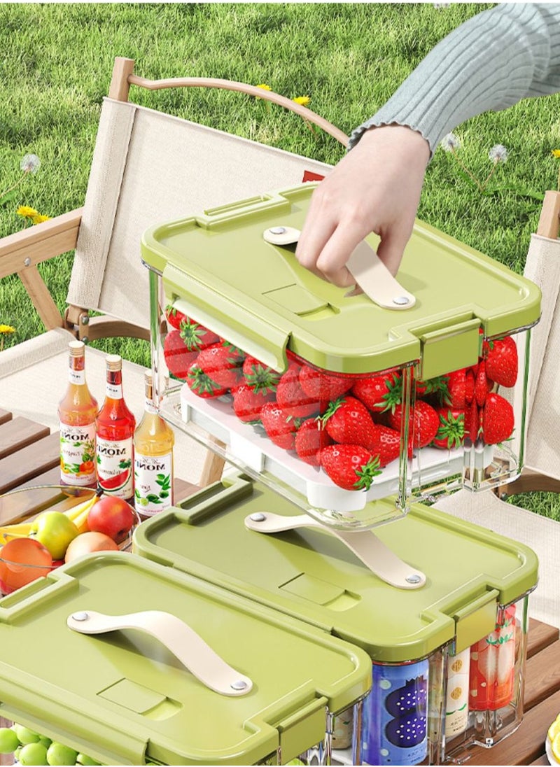 Generic - Fridge Organizers Stackable Refrigerator Storage Containers Clear Crisper Box with Drainage Board and Ice Compartment for Food Drinks Vegetable(2000ml) - Image 1