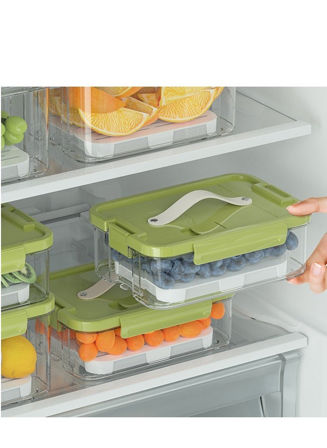 Generic - Fridge Organizers Stackable Refrigerator Storage Containers Clear Crisper Box with Drainage Board and Ice Compartment for Food Drinks Vegetable(2000ml) - Image 1