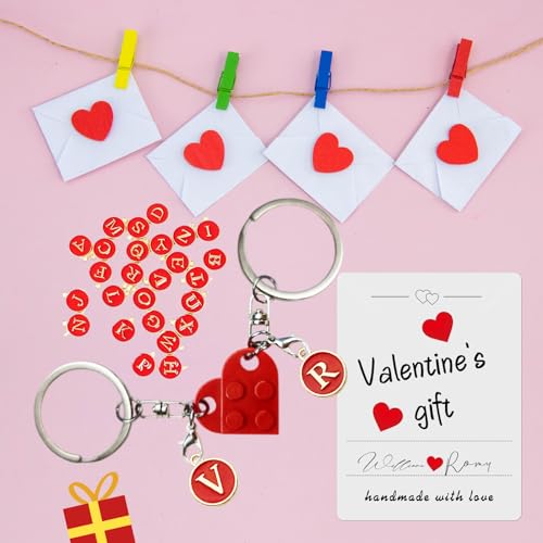 Smilelife Personalized Brick Matching Heart Keychains - Gifts for Mom, Dad, Couple, Boyfriend, Girlfriend, Lovers (Red) - Image 2