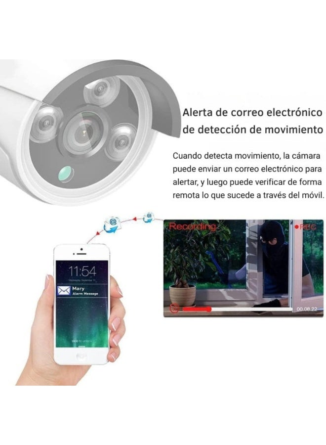 Jortan 6115AHD-P8 4MP Security Surveillance Monitoring Kit, Night Vision, Face and Person Detection, H.265+, Local Storage, Remote Monitoring, Wi-Fi and Ethernet, Lightning Resistant - Image 2