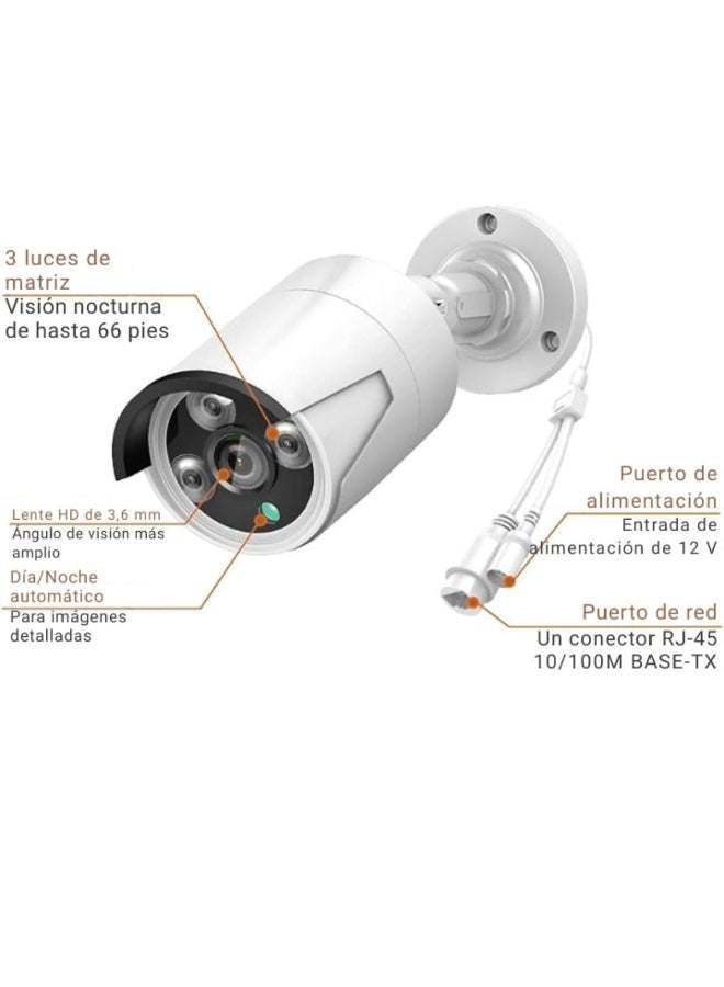 Jortan 6115AHD-P8 4MP Security Surveillance Monitoring Kit, Night Vision, Face and Person Detection, H.265+, Local Storage, Remote Monitoring, Wi-Fi and Ethernet, Lightning Resistant - Image 4