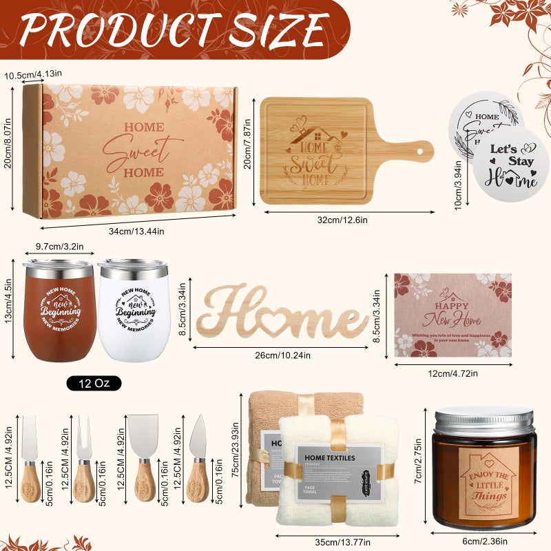 RimCereal Housewarming Gifts New House -19 Pcs Closing Gifts for Couple Friend Women Men Home Buyers, House Warming Basket for New Houses Apartment Kitchen Presents(Nature,Brown) - Image 2