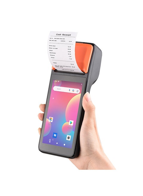 Handheld 3G POS Receipt Printer Android 8.1 1D/2D Barcode Scanner PDA Terminal Support 3G WiFi  BT Communication with 5.0 Inch Touchscreen 58mm Width Thermal Label Printing