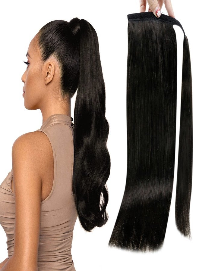Full Shine Ponytail Clip on Hair Natural Black Hair Extension Ponytail Black Remy 70 Grams 14 Inch - Image 1