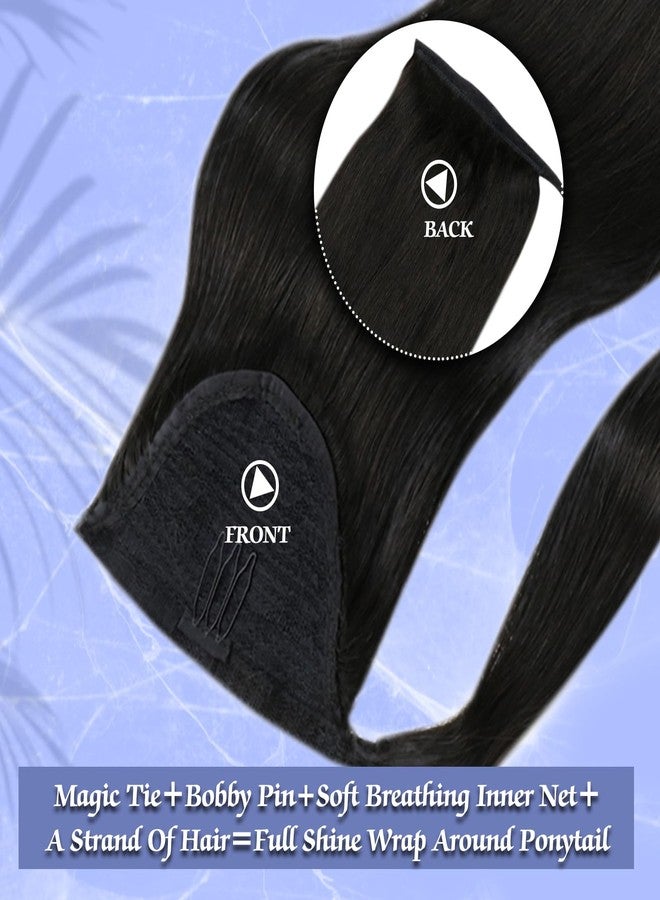 Full Shine Ponytail Clip on Hair Natural Black Hair Extension Ponytail Black Remy 70 Grams 14 Inch - Image 2