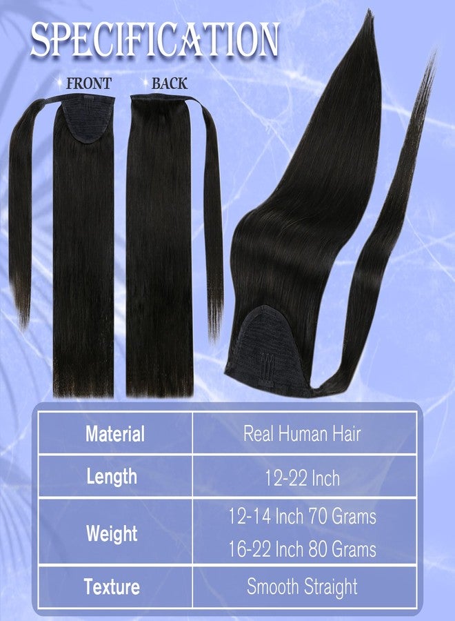 Full Shine Ponytail Clip on Hair Natural Black Hair Extension Ponytail Black Remy 70 Grams 14 Inch - Image 3