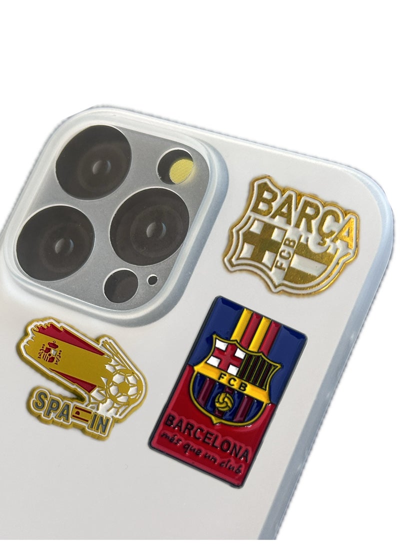 3 pieces of Metal stickers - BARCA Text logo and BARCELONA logo and Spain National Team logo - Premium Quality Metal for Mobile, Laptop, Backpacks and more. - Image 5