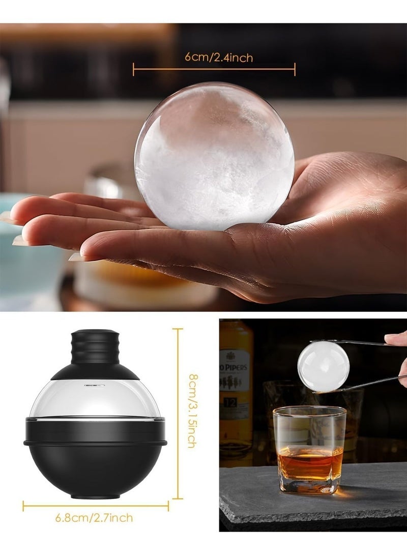 Large Round Ice Ball Maker Mold Silicone for Whiskey, Set of 4 with 2-in-1 Funnel Lid, 2.4 Inch Big Sphere Ice Mold, for Cocktails Bourbon, Easy Release, Perfectly Round Ice Cube Tray - Image 4