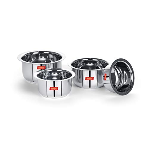 Sumeet Stainless Steel Tope/patila/cookware, 370, 550, 800, 1100ml, 4 Piece (Steel) - Image 5