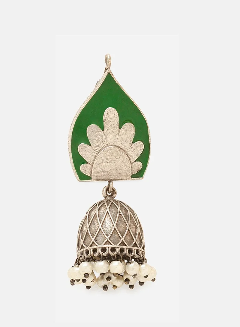 Priyaasi Dome Shaped Pearls Oxidised Jhumkas Earrings