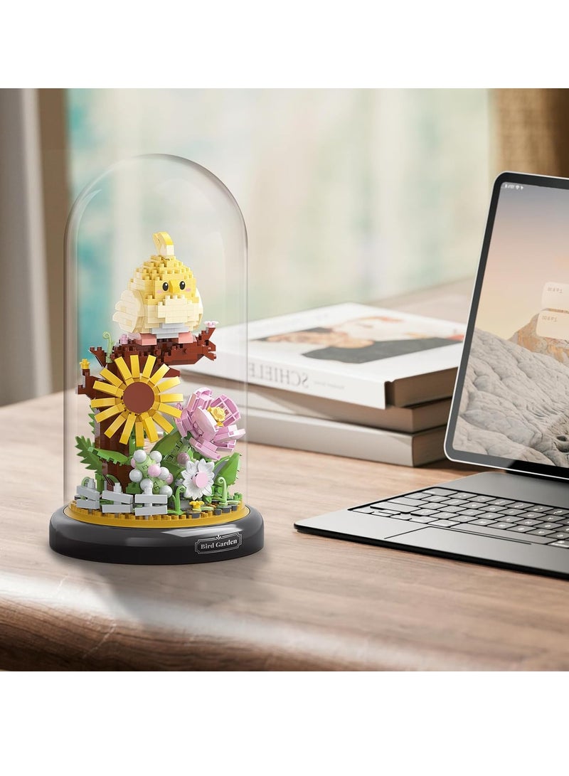 Zikra مجموعة بناء باقة زهور الببغاء 958 قطعة، عرض زهور قابل للبناء للأطفال المبدعين، زهور نباتات حيوانات مع غطاء واقي من الغبار، هدية عيد ميلاد لعبة بناء للأولاد والبنات، كتل بناء صغيرة - Image 3