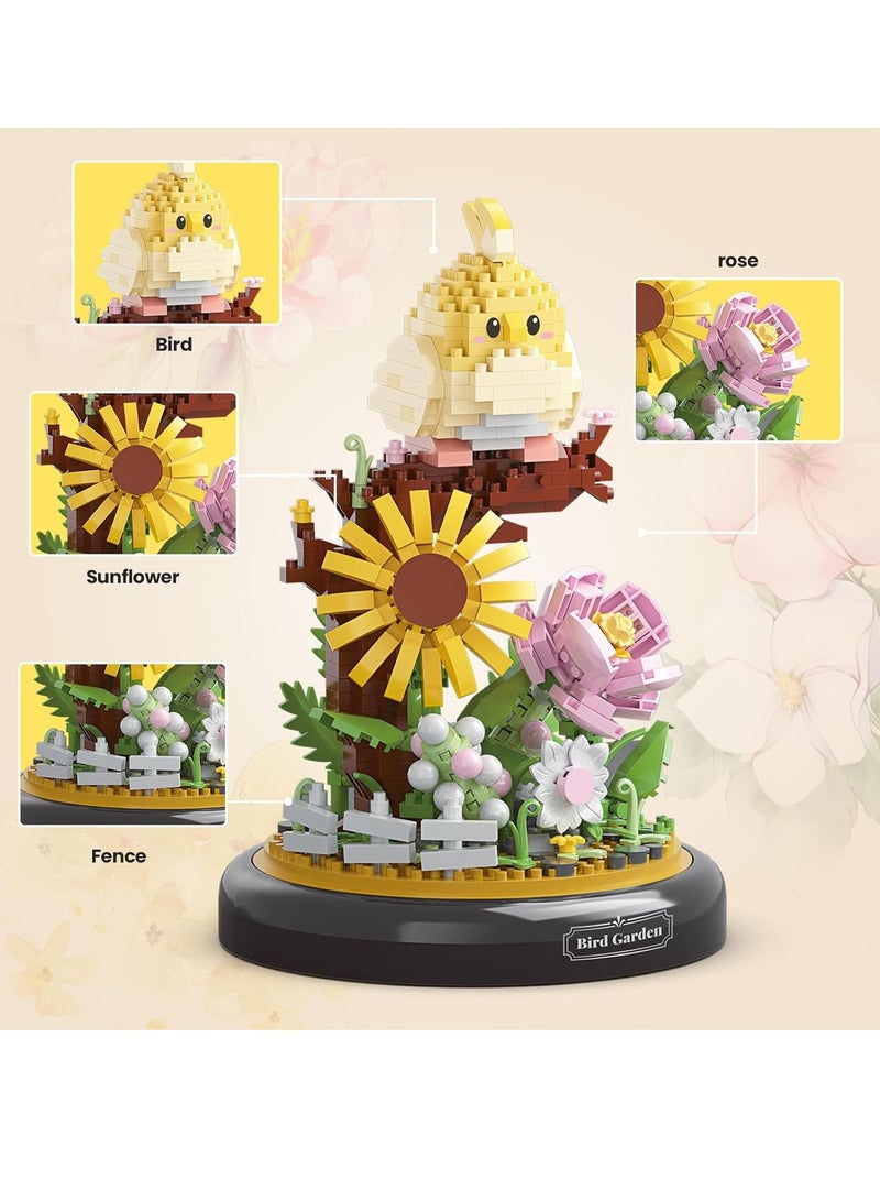 Zikra مجموعة بناء باقة زهور الببغاء 958 قطعة، عرض زهور قابل للبناء للأطفال المبدعين، زهور نباتات حيوانات مع غطاء واقي من الغبار، هدية عيد ميلاد لعبة بناء للأولاد والبنات، كتل بناء صغيرة - Image 4