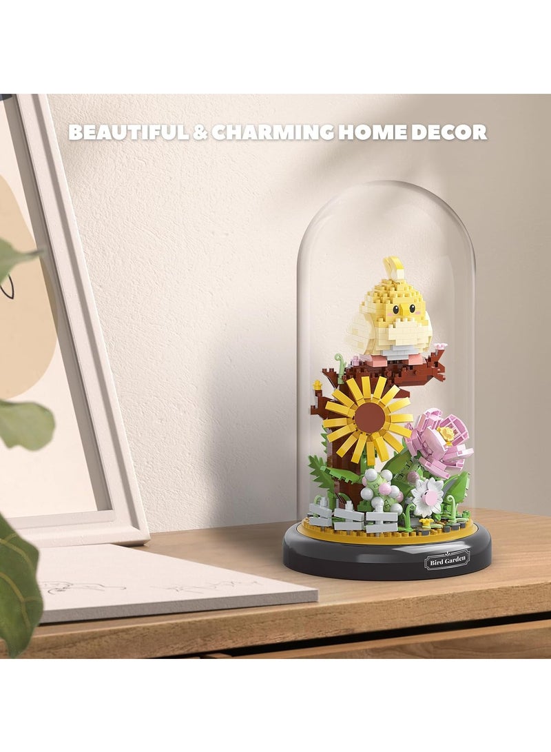 Zikra مجموعة بناء باقة زهور الببغاء 958 قطعة، عرض زهور قابل للبناء للأطفال المبدعين، زهور نباتات حيوانات مع غطاء واقي من الغبار، هدية عيد ميلاد لعبة بناء للأولاد والبنات، كتل بناء صغيرة - Image 2