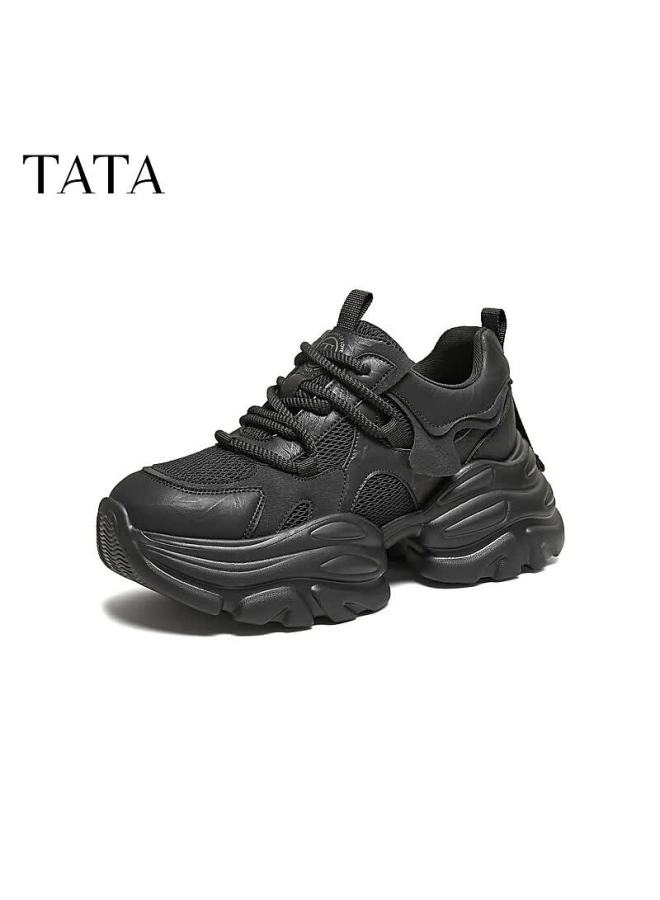Tata Women's New Plush Dad Sneakers Fashion Casual Thick Sole Black Size 36 - Image 1