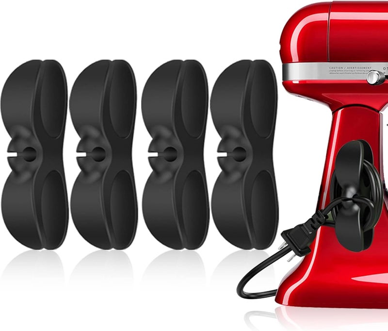 UMUST 4PCS Cord Organizer For Appliances, Kitchen Appliance Cord Winder Holder, Cable Wrapper Stick Firmly for Coffee Maker Pressure Cooker Etc (Black) - Image 1