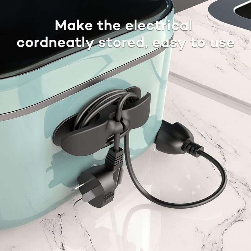 UMUST 4PCS Cord Organizer For Appliances, Kitchen Appliance Cord Winder Holder, Cable Wrapper Stick Firmly for Coffee Maker Pressure Cooker Etc (Black) - Image 2