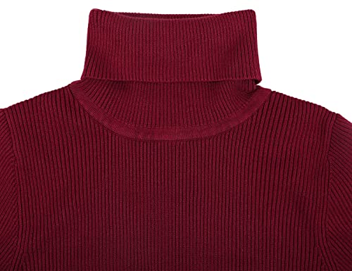 PrettyGuide Women Slim Fit Ribbed Turtleneck Long Sleeve Midi Knit Sweater Dress Burgundy S - Image 5