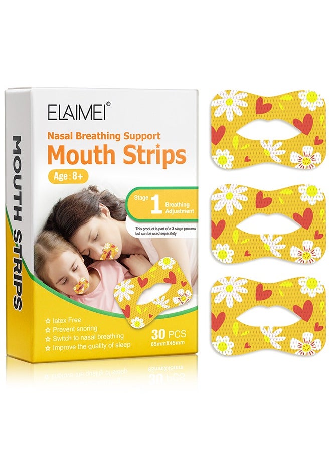 Elaimei 30 Pcs Mouth Breathing Correction Patch - Anti-Snoring Sticker non-woven fabric Anti-Snoring Sticker Mouth Correction Sticker for Children Adult Night Sleep - Phase 1  - Image 1