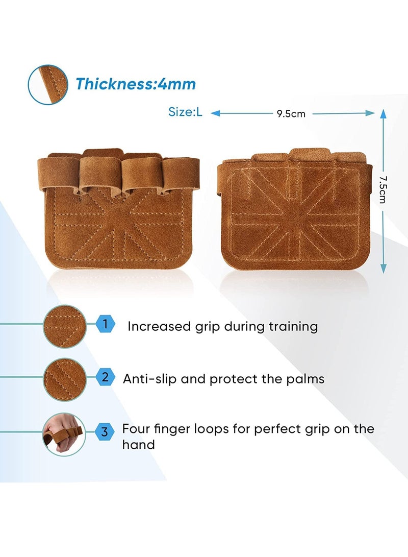SYOSI Fitness Gym Grip Pads for Weightlifting Powerlifting Cross Training Exercise Deadlift4 Finger Loop Gym Workout Gloves for Men & Women The Gripper Palm Protection  - Image 2