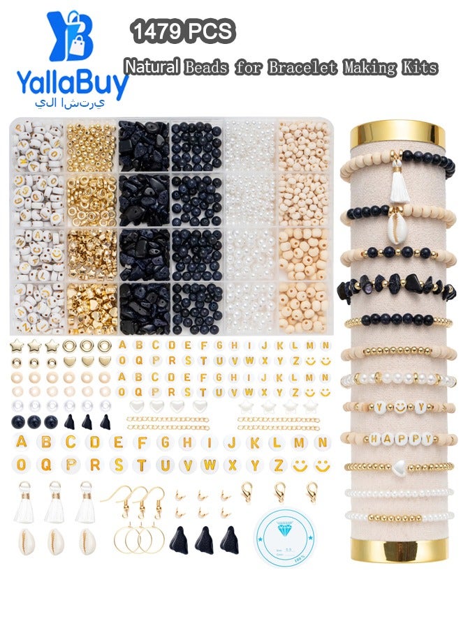 YallaBuy Bracelet Making Kit - 1479PCS DIY Jewelry Making Kit for Versatile Use, Bracelet & Necklace Supplies with Natural Material for Crafting and Gift Projects - Image 1