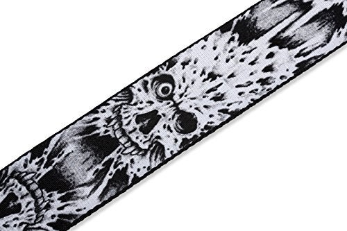 Levy's Leathers 2" Polyester Guitar Strap with Printed Design, Garment Leather Ends and Tri-glide Adjustment; Black and White Skulls (MP-16) - Image 2