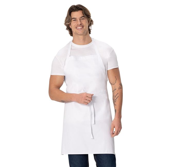 Chef Works Unisex Bib Apron, White, One Size - Image 1