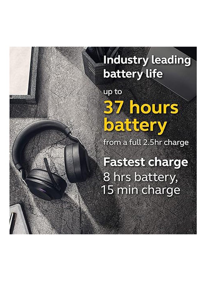 Jabra Evolve2 85 Wireless Headset – Bluetooth Stereo, Hybrid ANC, 10 Mics, 40mm Speakers, 37-Hour Battery, Dual Device Connectivity, Retractable Boom Mic, USB-C, UC Certified, Black | 28599-989-899 Black - Image 5