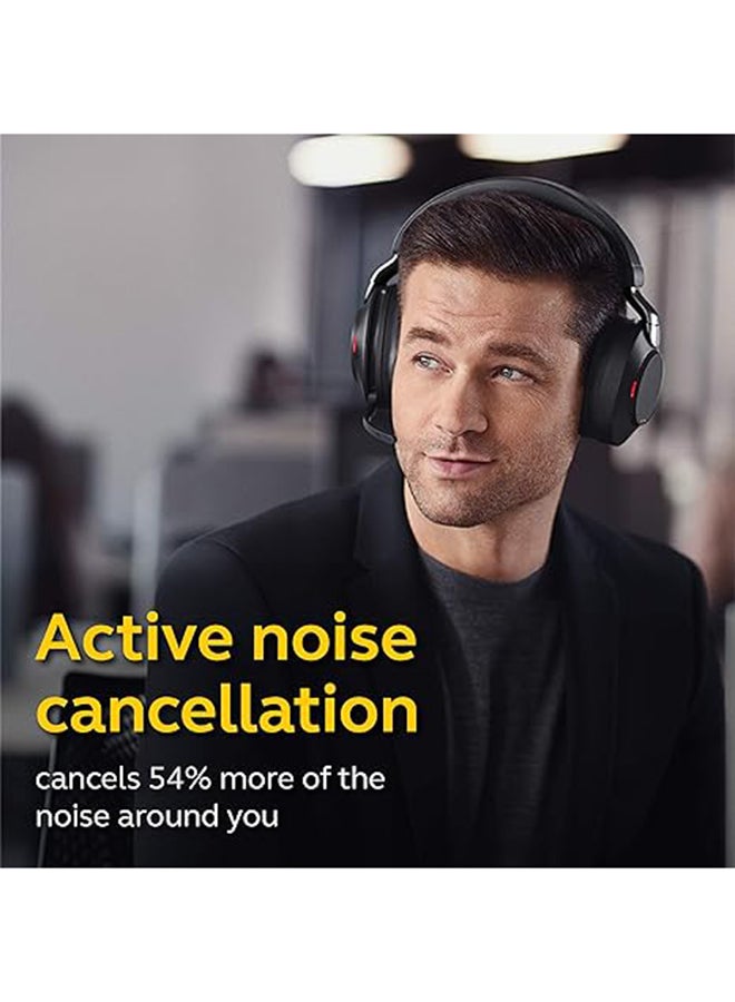 Jabra Evolve2 85 Wireless Headset – Bluetooth Stereo, Hybrid ANC, 10 Mics, 40mm Speakers, 37-Hour Battery, Dual Device Connectivity, Retractable Boom Mic, USB-C, UC Certified, Black | 28599-989-899 Black - Image 3