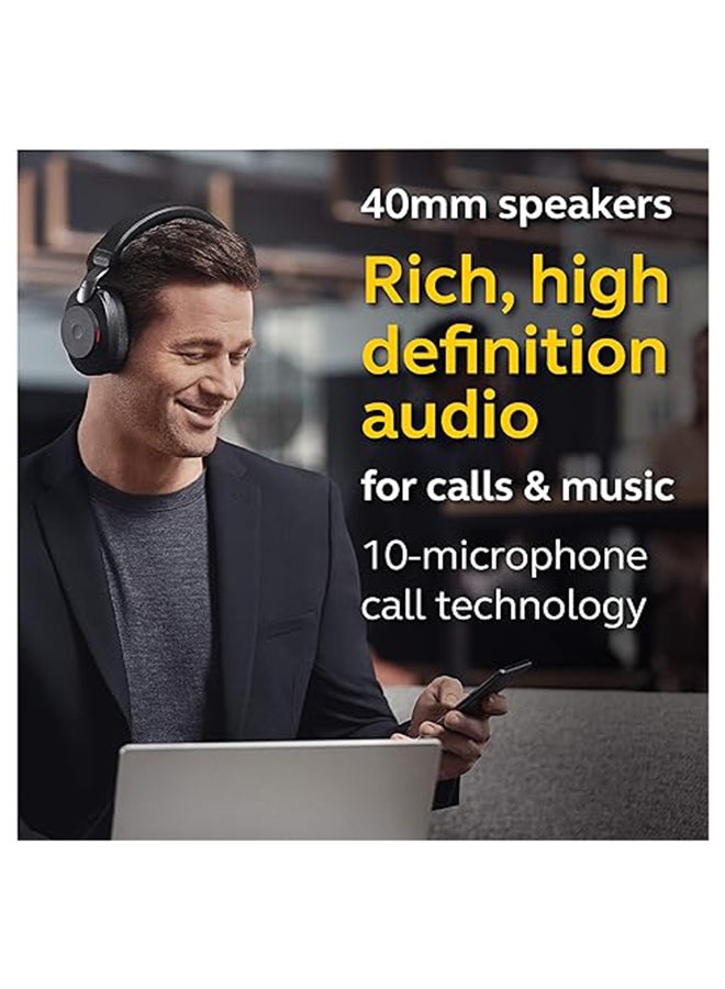 Jabra Evolve2 85 Wireless Headset – Bluetooth Stereo, Hybrid ANC, 10 Mics, 40mm Speakers, 37-Hour Battery, Dual Device Connectivity, Retractable Boom Mic, USB-C, UC Certified, Black | 28599-989-899 Black - Image 4