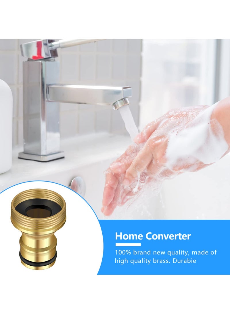 SANMUGEED 3 Pcs Tap Connector, Tap Hose Connector fitting for 1/2 Inch (21mm) Brass Garden Hose Connectors Universal Kitchen Tap Connector Mixer Hose Pipe Tap Adapter Leakproof and Anti-Rust - Image 4