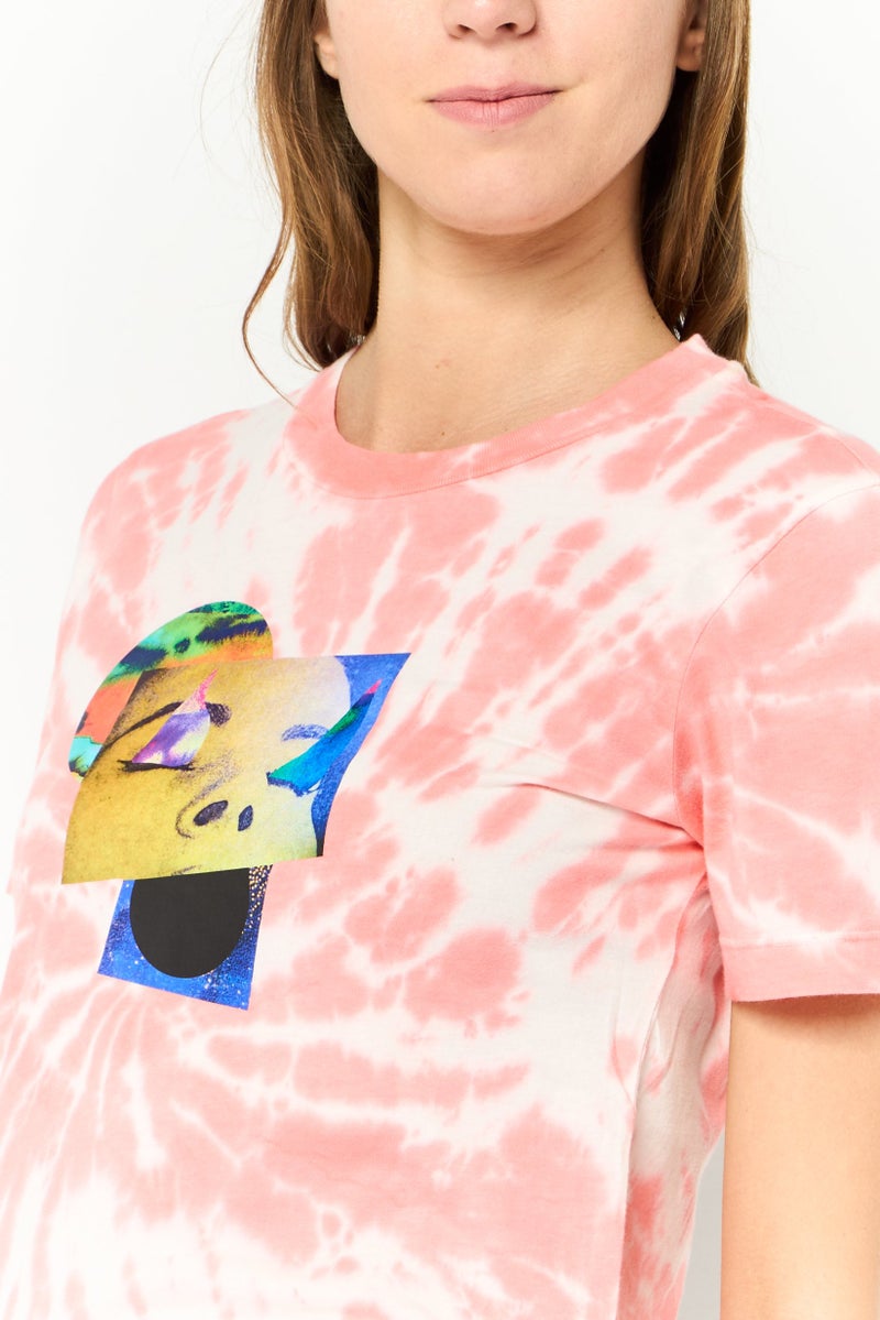 DIESEL Women Crew Neck Short Sleeves Tie Dye T-Shirt, Multicolor - Image 3