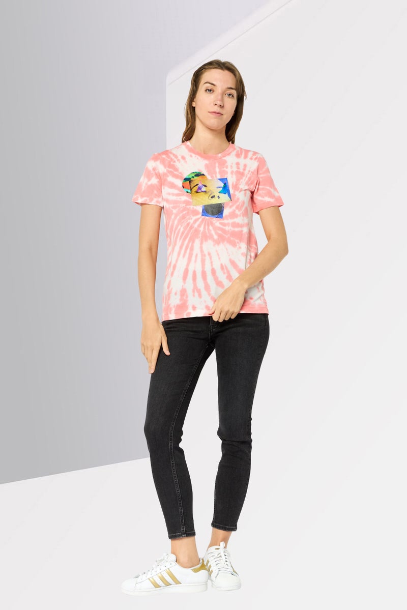 DIESEL Women Crew Neck Short Sleeves Tie Dye T-Shirt, Multicolor - Image 2