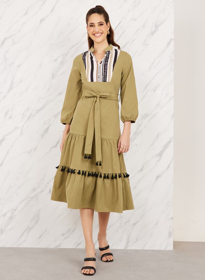 Styli Tiered Tassel Dress  - Image 1