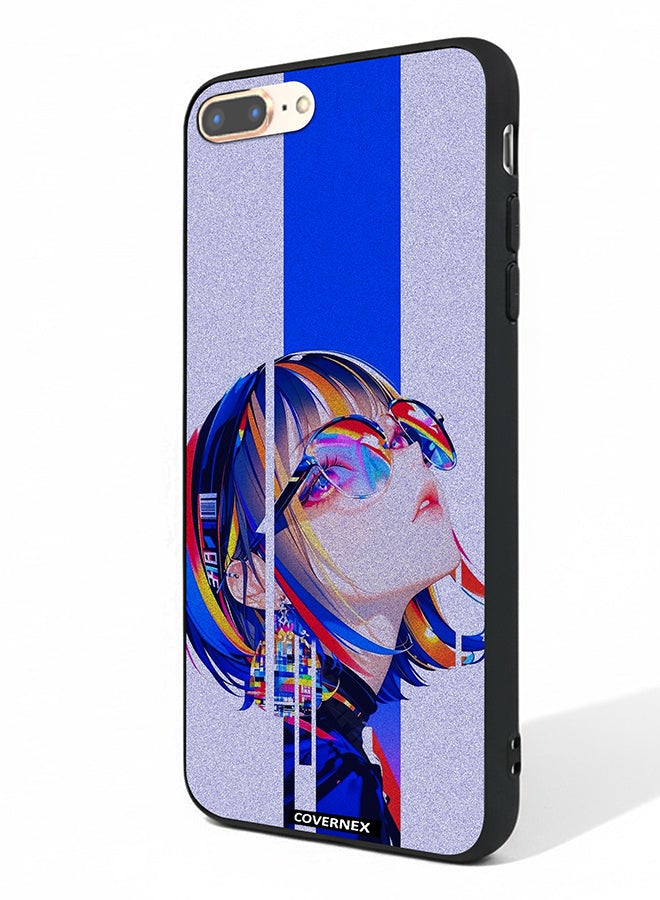 Covernex Apple iPhone 7 Plus Protective Case Cover Printed Featuring Glitch Art Anime Girl Portrait - Image 1